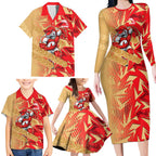Dolphins Rugby Family Matching Long Sleeve Bodycon Dress and Hawaiian Shirt Fierce Mascot Geometric Tribal Art