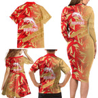 Dolphins Rugby Family Matching Long Sleeve Bodycon Dress and Hawaiian Shirt Fierce Mascot Geometric Tribal Art