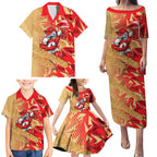 Dolphins Rugby Family Matching Puletasi and Hawaiian Shirt Fierce Mascot Geometric Tribal Art