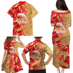 Dolphins Rugby Family Matching Puletasi and Hawaiian Shirt Fierce Mascot Geometric Tribal Art