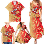 Dolphins Rugby Family Matching Summer Maxi Dress and Hawaiian Shirt Fierce Mascot Geometric Tribal Art
