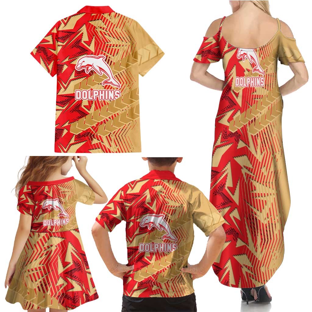Dolphins Rugby Family Matching Summer Maxi Dress and Hawaiian Shirt Fierce Mascot Geometric Tribal Art