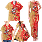 Dolphins Rugby Family Matching Tank Maxi Dress and Hawaiian Shirt Fierce Mascot Geometric Tribal Art