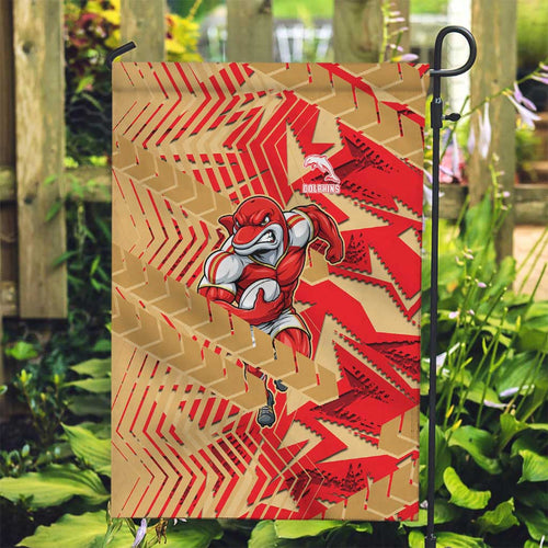 Dolphins Rugby Garden Flag Fierce Mascot Geometric Tribal Art