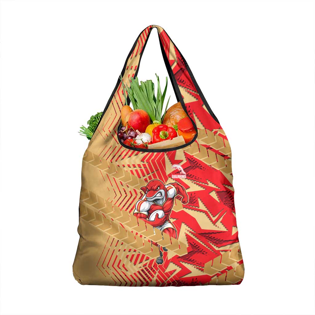 Dolphins Rugby Grocery Bag Fierce Mascot Geometric Tribal Art
