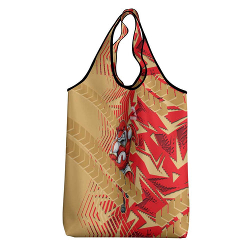 Dolphins Rugby Grocery Bag Fierce Mascot Geometric Tribal Art