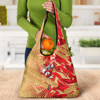 Dolphins Rugby Grocery Bag Fierce Mascot Geometric Tribal Art