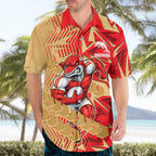 Dolphins Rugby Hawaiian Shirt Fierce Mascot Geometric Tribal Art
