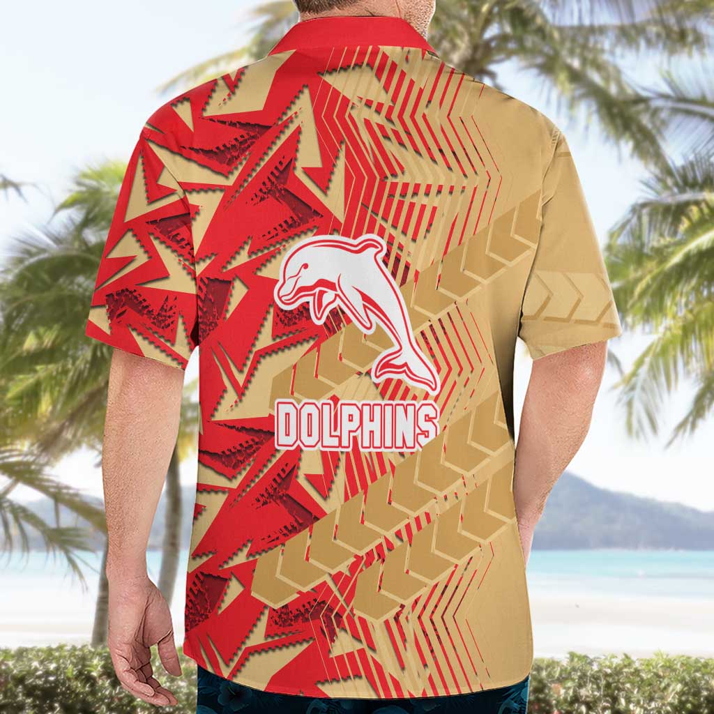 Dolphins Rugby Hawaiian Shirt Fierce Mascot Geometric Tribal Art