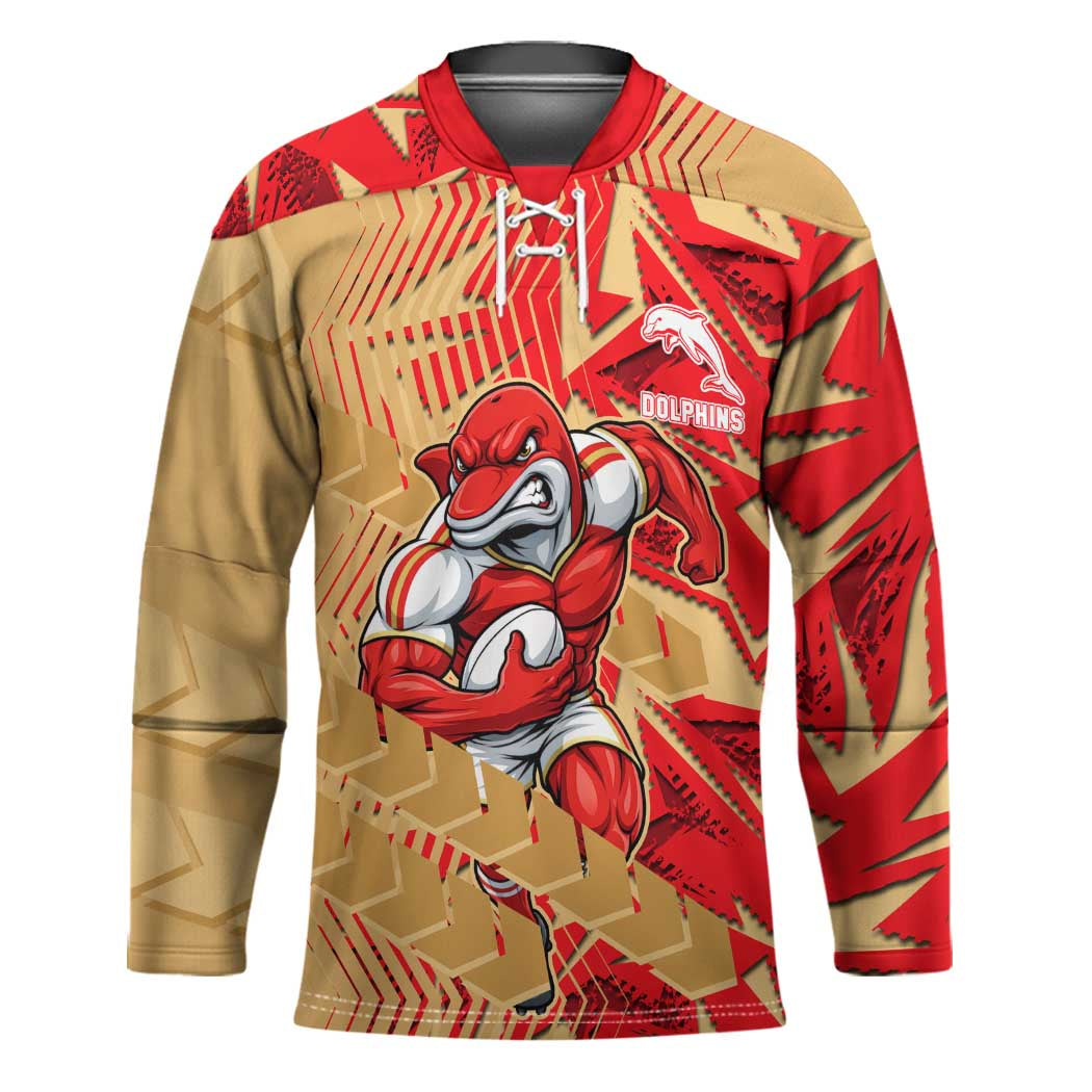 Dolphins Rugby Hockey Jersey Fierce Mascot Geometric Tribal Art