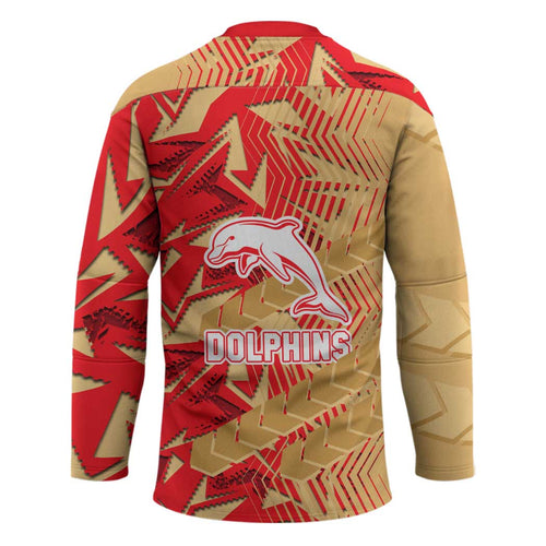 Dolphins Rugby Hockey Jersey Fierce Mascot Geometric Tribal Art