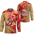 Dolphins Rugby Hockey Jersey Fierce Mascot Geometric Tribal Art