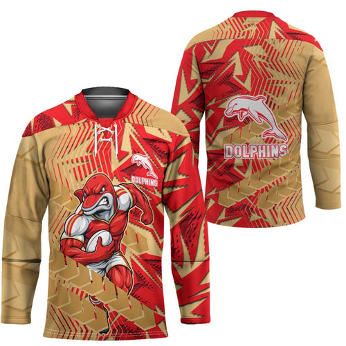 Dolphins Rugby Hockey Jersey Fierce Mascot Geometric Tribal Art