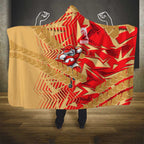 Dolphins Rugby Hooded Blanket Fierce Mascot Geometric Tribal Art