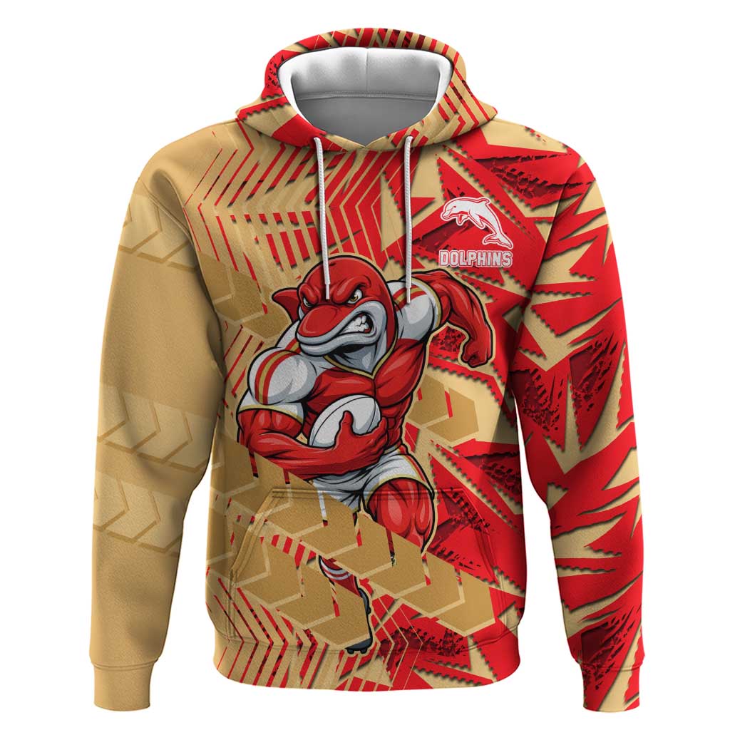 Dolphins Rugby Hoodie Fierce Mascot Geometric Tribal Art