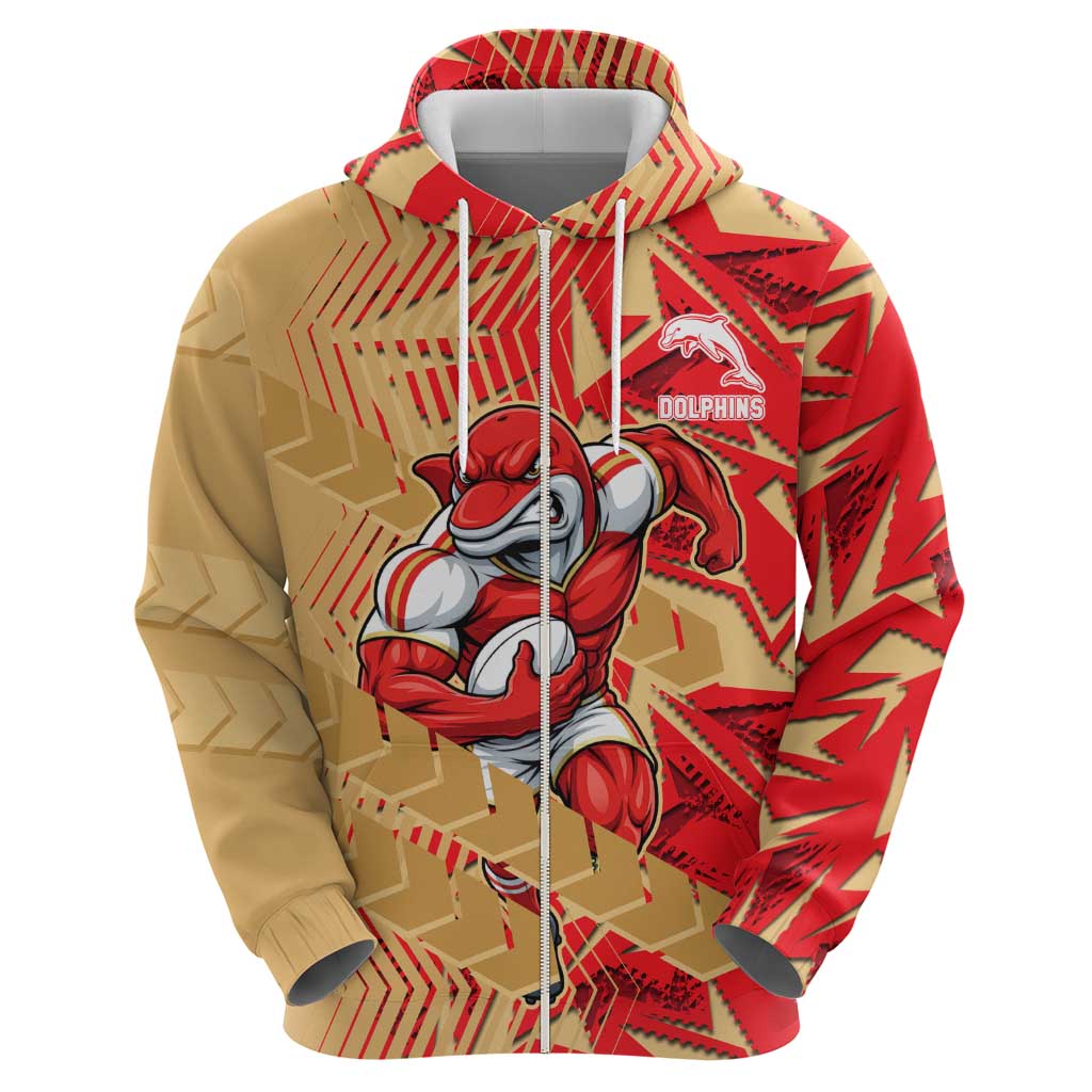 Dolphins Rugby Hoodie Fierce Mascot Geometric Tribal Art