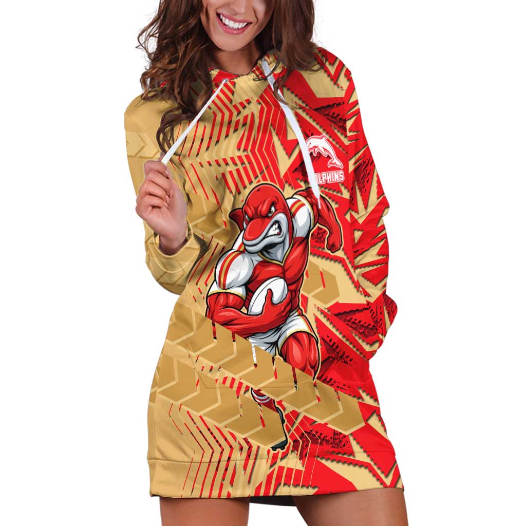 Dolphins Rugby Hoodie Dress Fierce Mascot Geometric Tribal Art