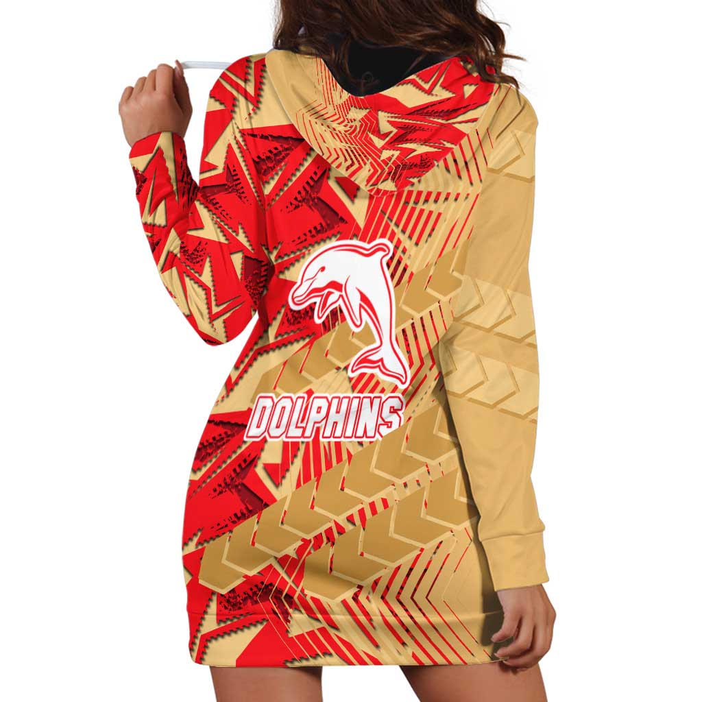 Dolphins Rugby Hoodie Dress Fierce Mascot Geometric Tribal Art