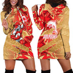 Dolphins Rugby Hoodie Dress Fierce Mascot Geometric Tribal Art
