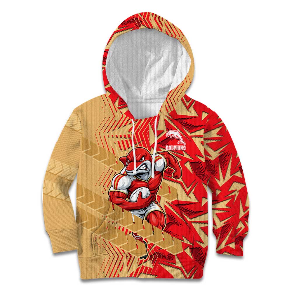 Dolphins Rugby Kid Hoodie Fierce Mascot Geometric Tribal Art