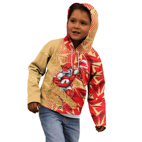 Dolphins Rugby Kid Hoodie Fierce Mascot Geometric Tribal Art