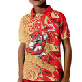 Dolphins Rugby Kid Polo Shirt Fierce Mascot Geometric Tribal Art