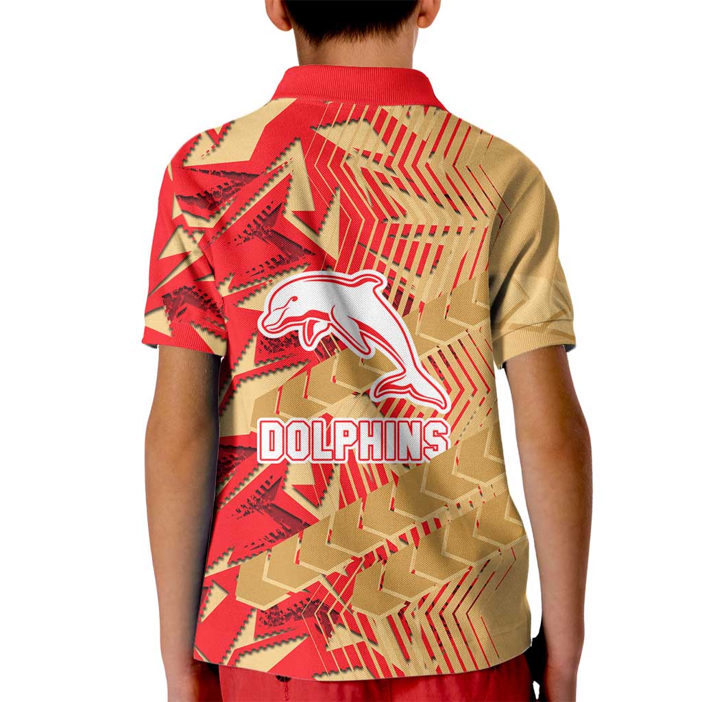 Dolphins Rugby Kid Polo Shirt Fierce Mascot Geometric Tribal Art