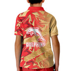 Dolphins Rugby Kid Polo Shirt Fierce Mascot Geometric Tribal Art