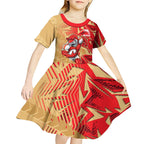 Dolphins Rugby Kid Short Sleeve Dress Fierce Mascot Geometric Tribal Art