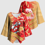 Dolphins Rugby Kimono Sleeve Blouse Fierce Mascot Geometric Tribal Art