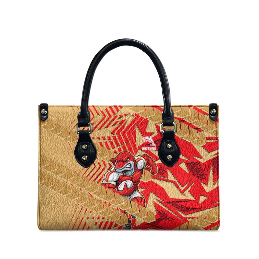 Dolphins Rugby Leather Bag Fierce Mascot Geometric Tribal Art