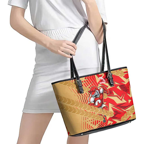 Dolphins Rugby Leather Tote Bag Fierce Mascot Geometric Tribal Art