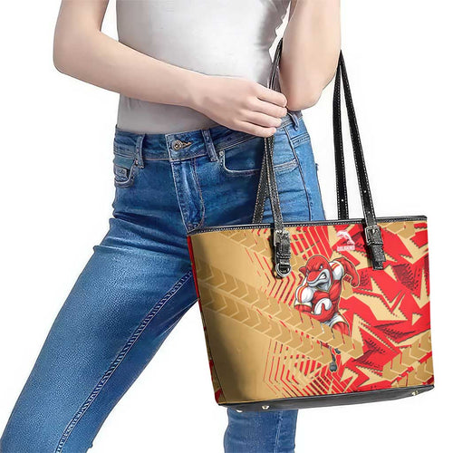 Dolphins Rugby Leather Tote Bag Fierce Mascot Geometric Tribal Art