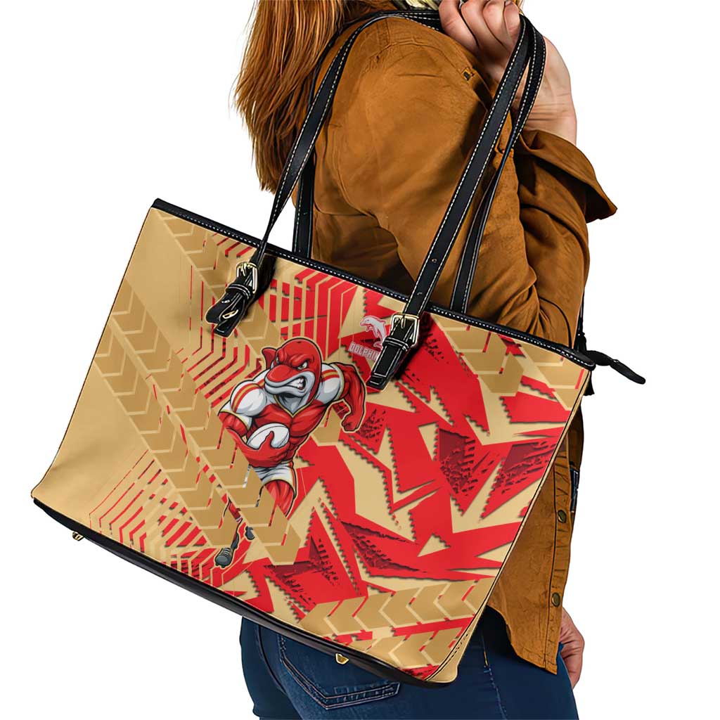 Dolphins Rugby Leather Tote Bag Fierce Mascot Geometric Tribal Art