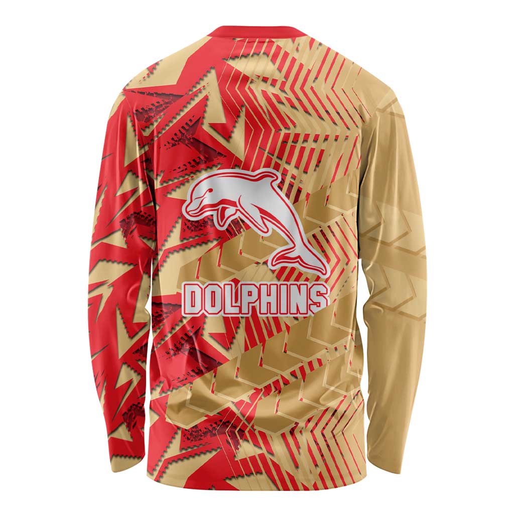 Dolphins Rugby Long Sleeve Shirt Fierce Mascot Geometric Tribal Art
