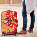 Dolphins Rugby Luggage Cover Fierce Mascot Geometric Tribal Art