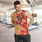 Dolphins Rugby Men Tank Top Fierce Mascot Geometric Tribal Art