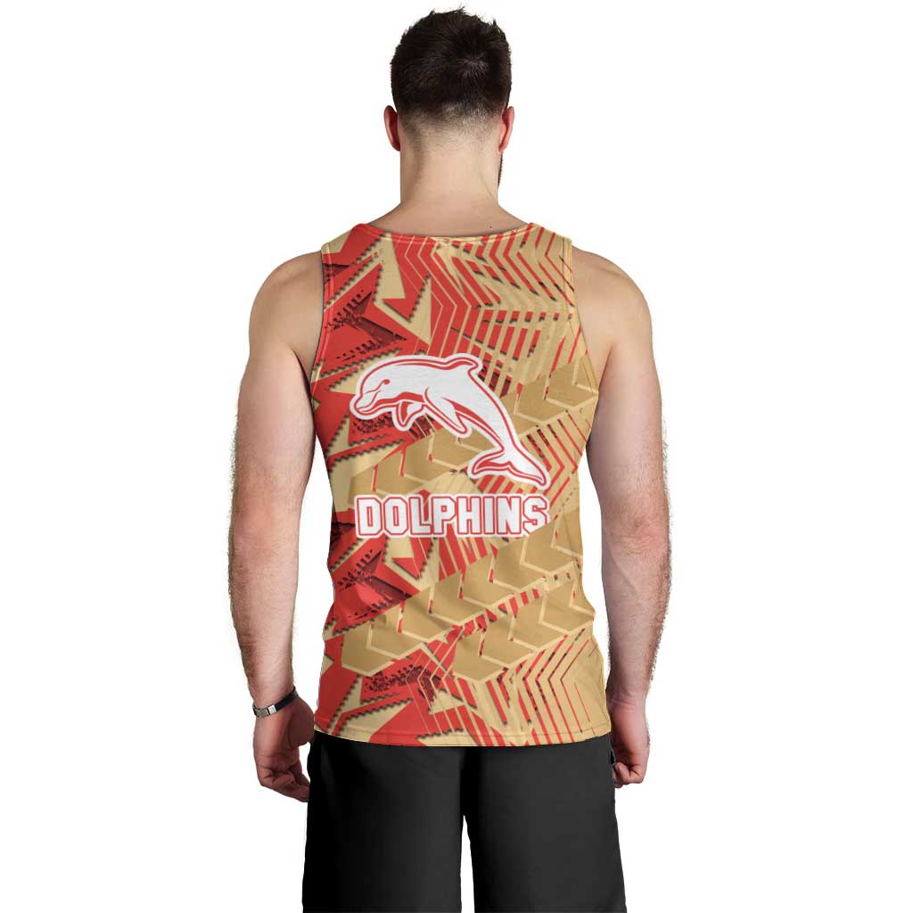 Dolphins Rugby Men Tank Top Fierce Mascot Geometric Tribal Art