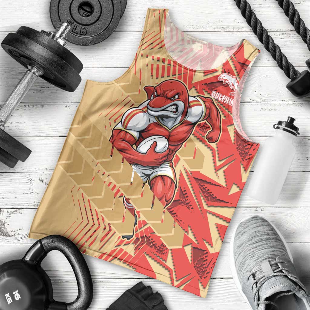 Dolphins Rugby Men Tank Top Fierce Mascot Geometric Tribal Art