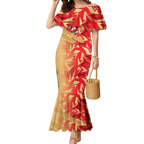 Dolphins Rugby Mermaid Dress Fierce Mascot Geometric Tribal Art