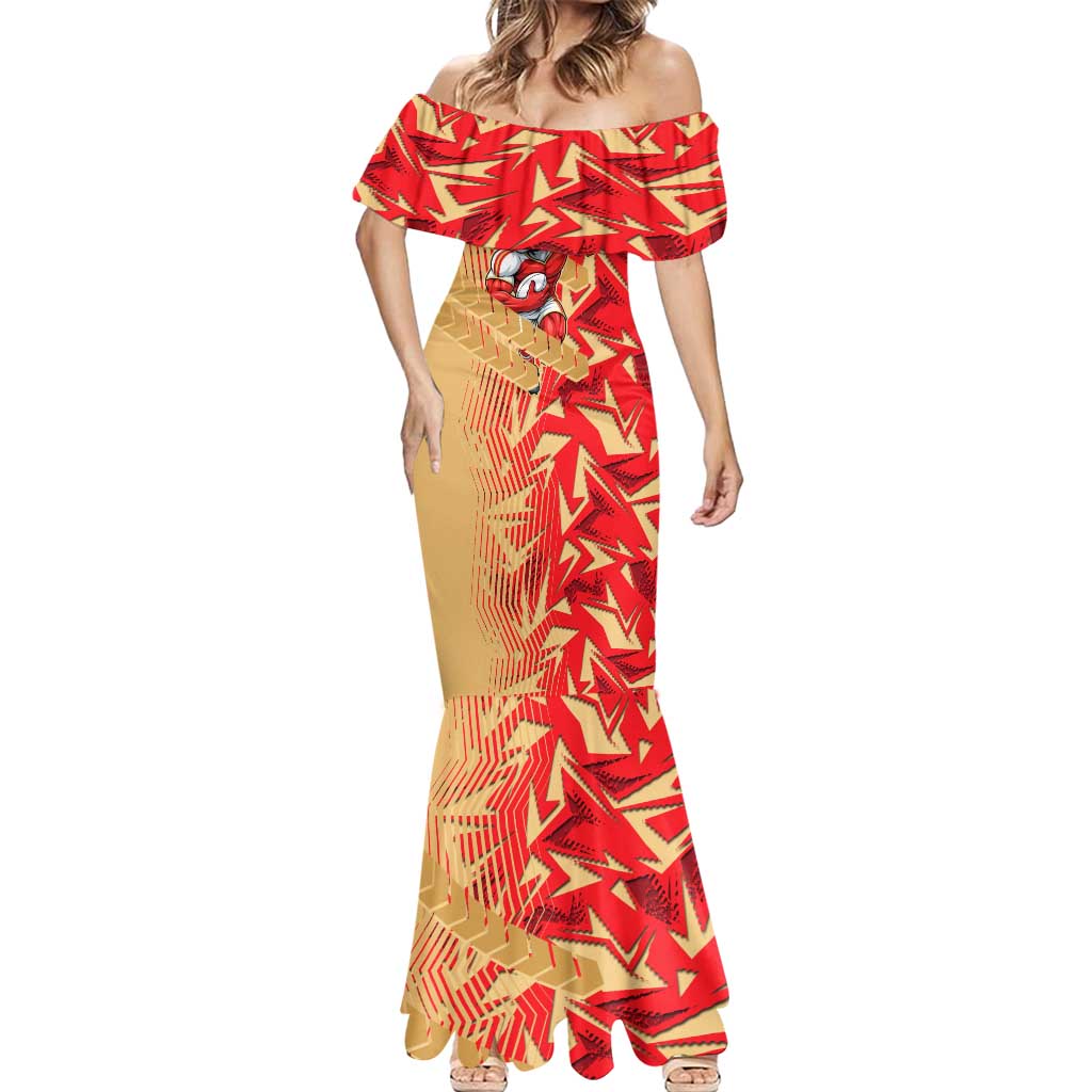 Dolphins Rugby Mermaid Dress Fierce Mascot Geometric Tribal Art