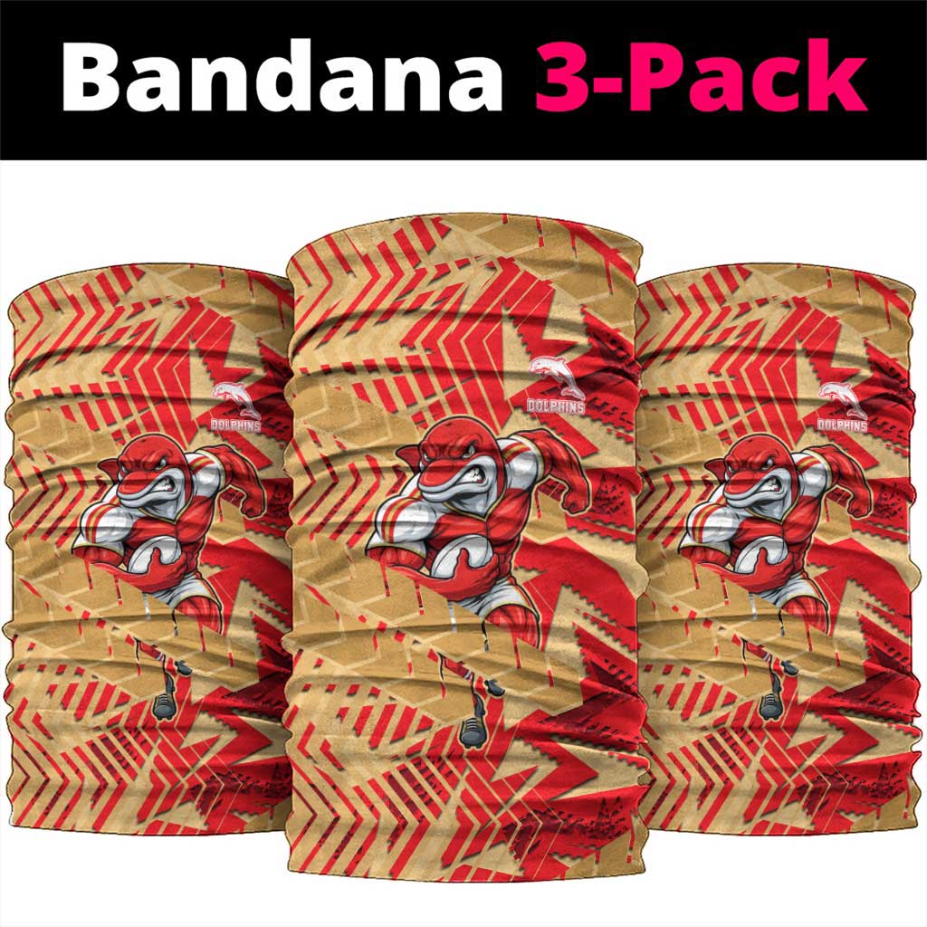 Dolphins Rugby Neck Gaiter Fierce Mascot Geometric Tribal Art