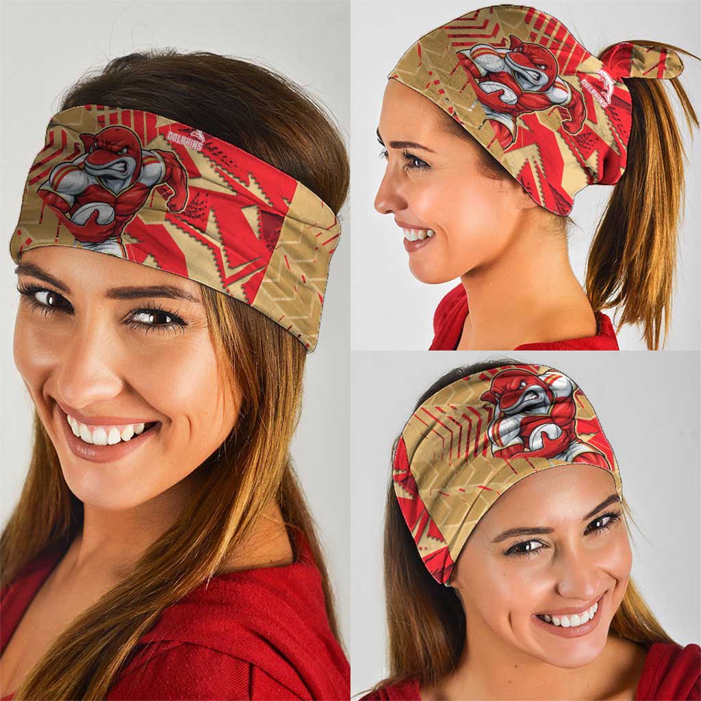 Dolphins Rugby Neck Gaiter Fierce Mascot Geometric Tribal Art