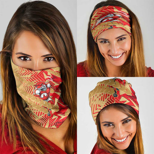 Dolphins Rugby Neck Gaiter Fierce Mascot Geometric Tribal Art