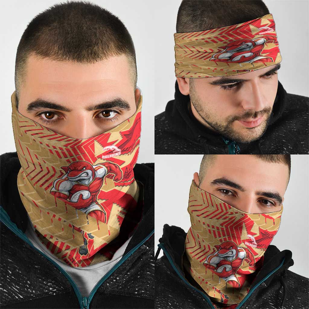 Dolphins Rugby Neck Gaiter Fierce Mascot Geometric Tribal Art