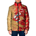 Dolphins Rugby Padded Jacket Fierce Mascot Geometric Tribal Art