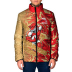 Dolphins Rugby Padded Jacket Fierce Mascot Geometric Tribal Art