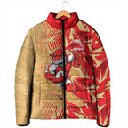 Dolphins Rugby Padded Jacket Fierce Mascot Geometric Tribal Art
