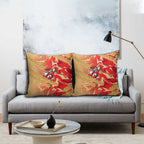 Dolphins Rugby Pillow Cover Fierce Mascot Geometric Tribal Art
