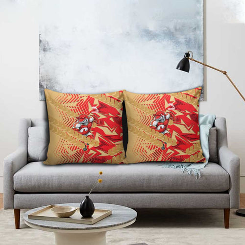 Dolphins Rugby Pillow Cover Fierce Mascot Geometric Tribal Art